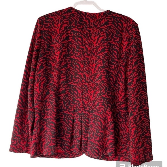 Kim Rogers Women Plus Size Red Cheetah Animal Print Blazer Jacket Coat, 2X(20W) - Picture 2 of 6